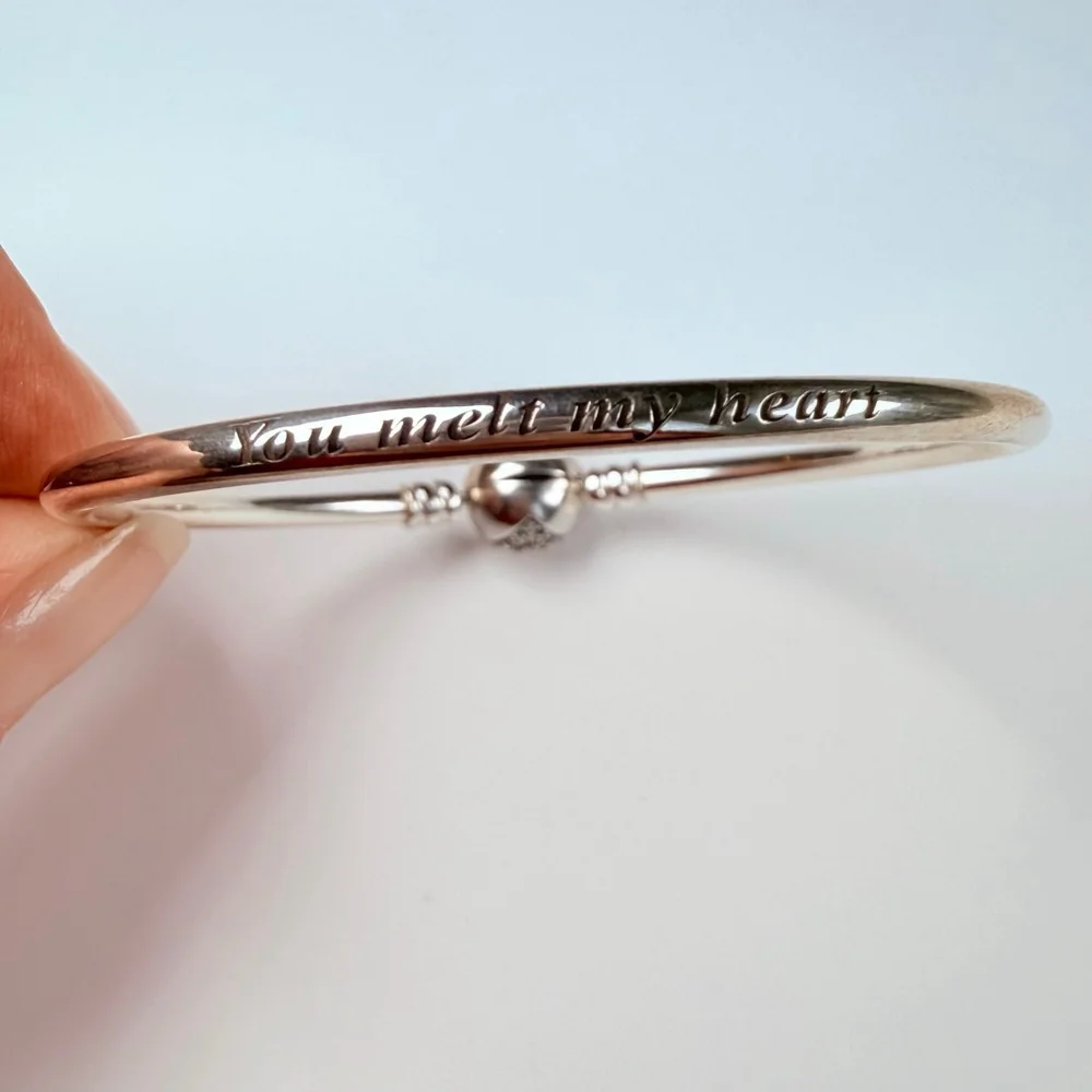 Pandora Cubic Zirconia CZ Melt My Heart Sterling Silver 925 Bangle Bracelet ALE - Picture 3 of 7
